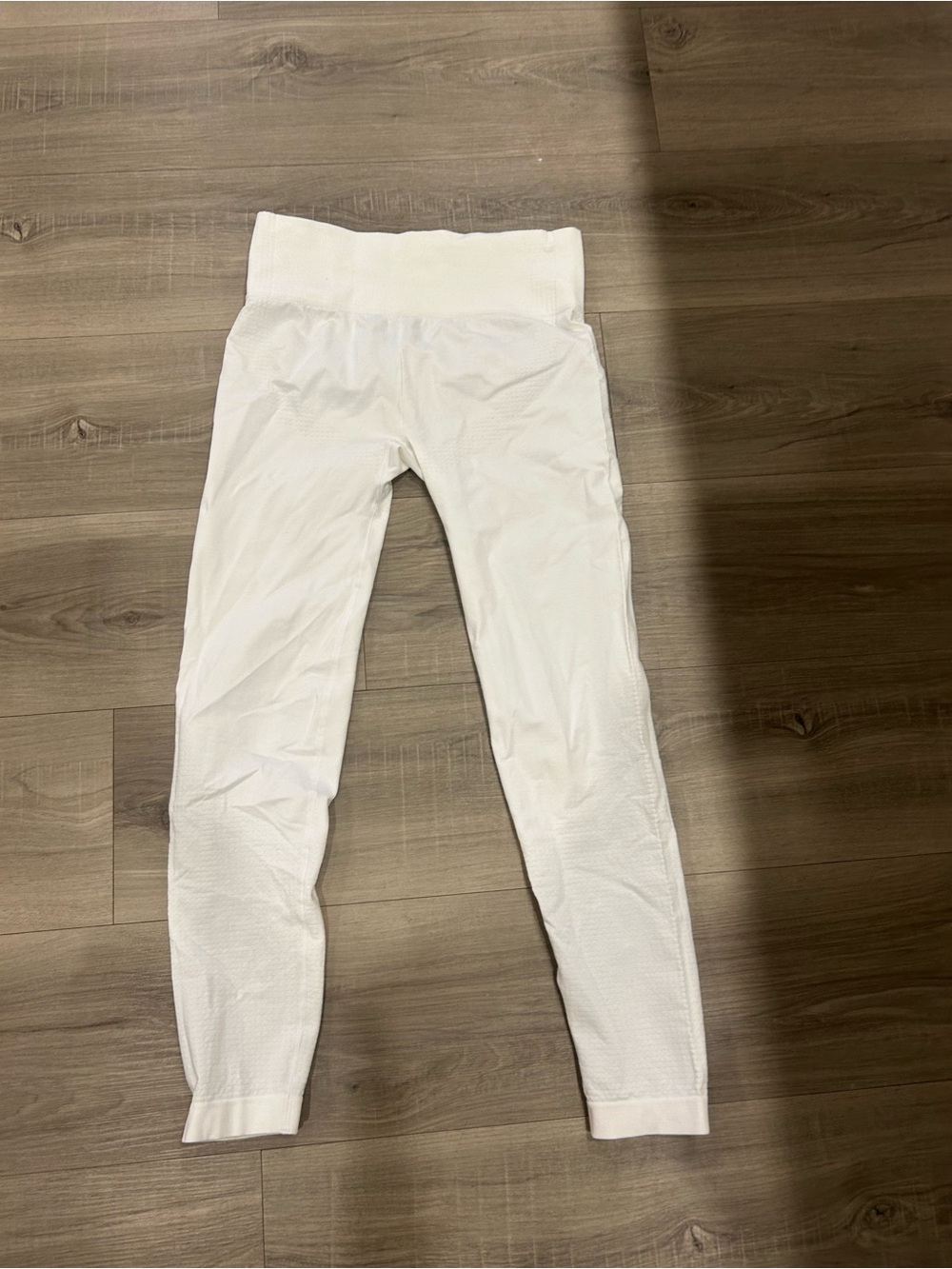 Fashion Nova White Ribbed High-Waist Leggings